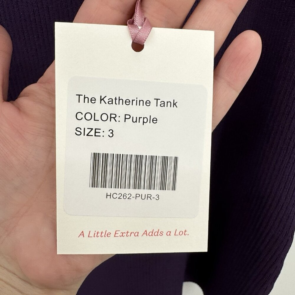 Kilte Collection The Katherine Rib Knit Tank Top size 3 L/XL Plum Purple Rayon - Picture 3 of 11